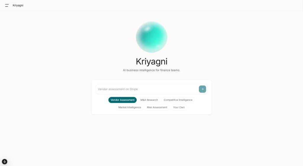 Kriyagni dashboard preview
