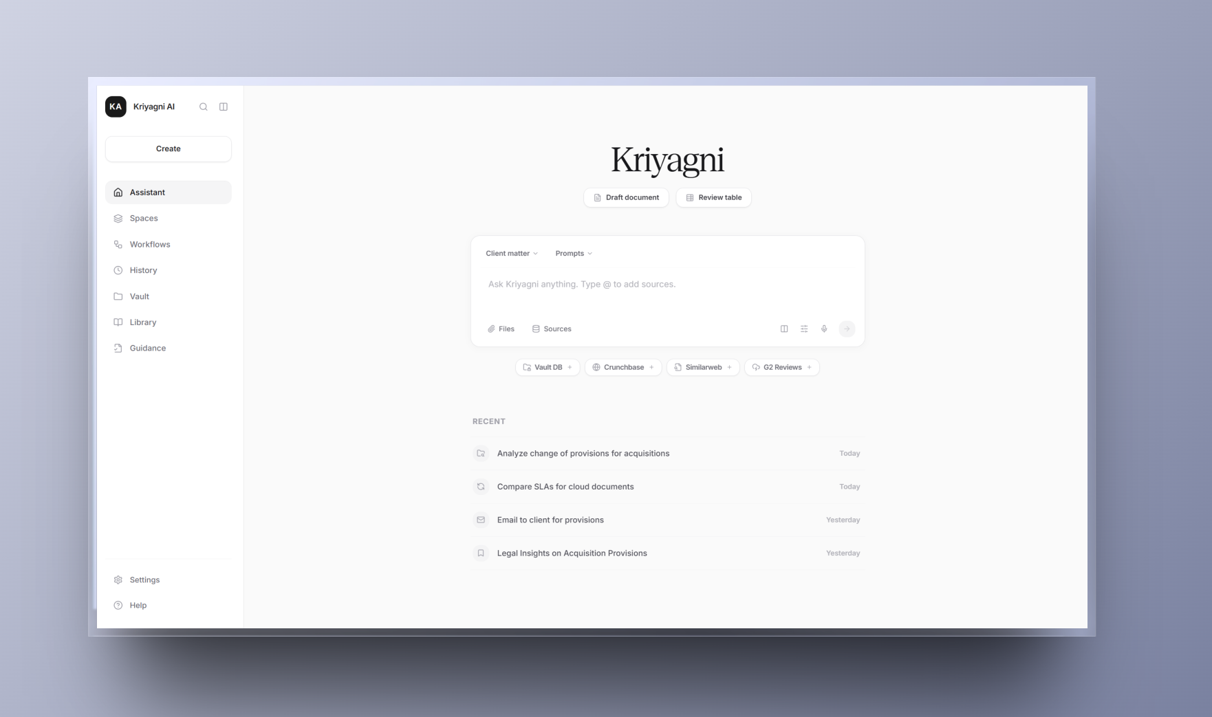 Kriyagni dashboard preview